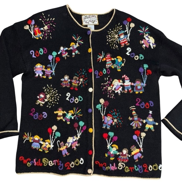 Y2K New Year's Millennium Vintage Christmas Holiday Ugly Sweater Women’s S 2000 - Picture 8 of 16